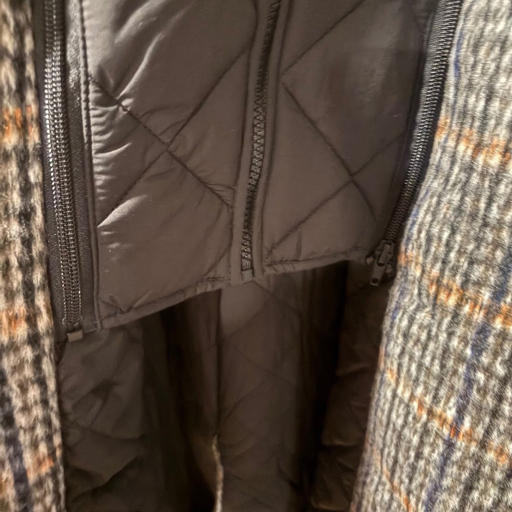 Bernardo‎ Mens XXL Plaid Wool Blend Hooded Bib Coat Blue Tan 24300B277 - Picture 6 of 9